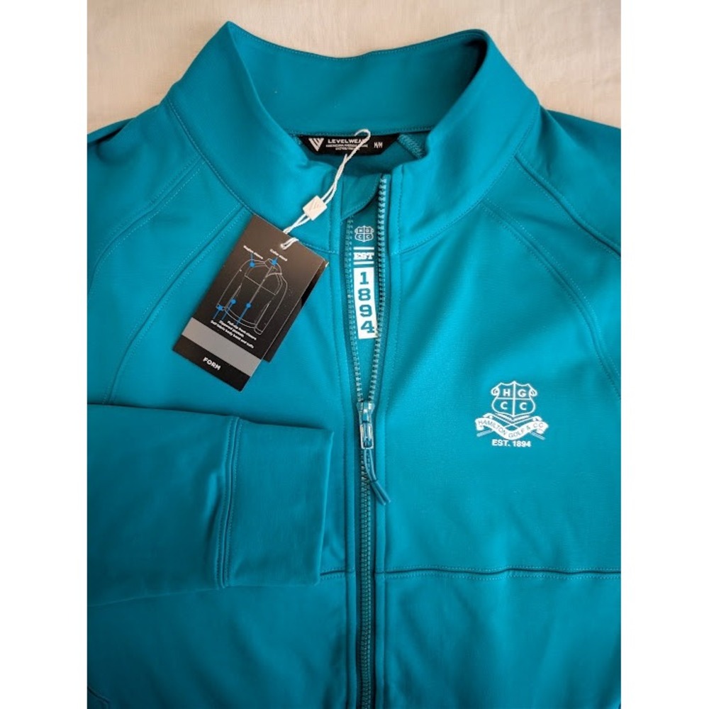 NEW Levelwear Full Zip Jacket Mens M Teal Green Hamilton Golf Country Club HGCC